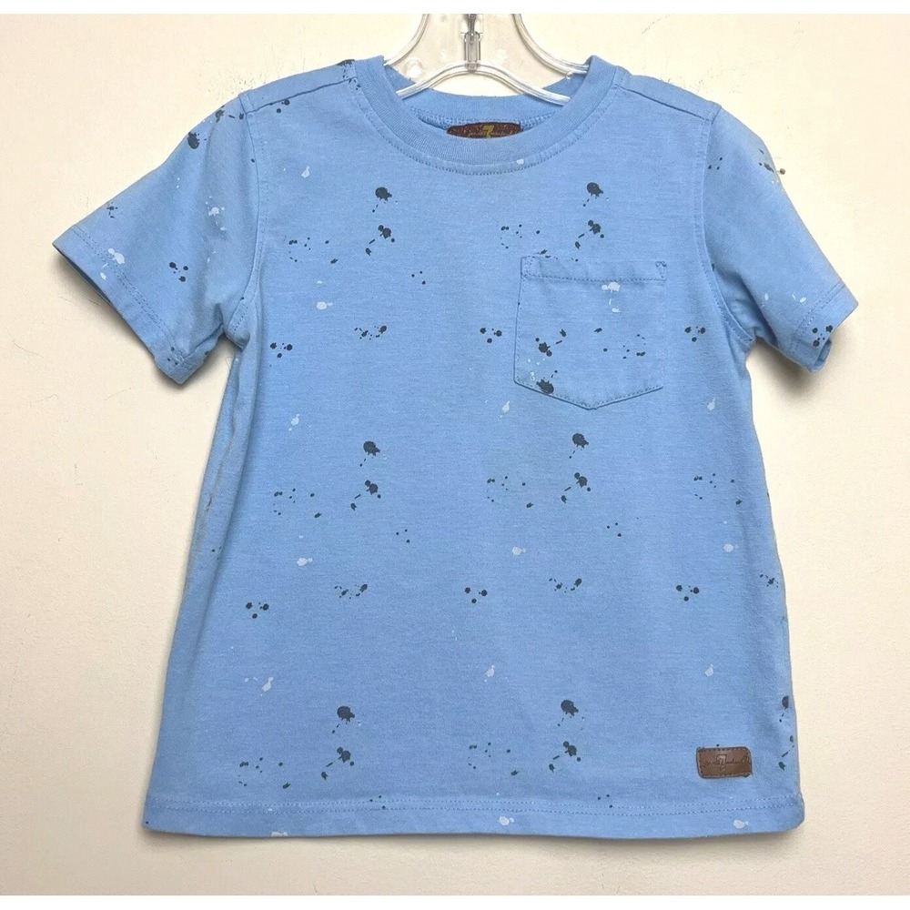 Seven 7 For All Mankind Shirt 4T Toddler Blue Black Splatter Pocket T-Shirt